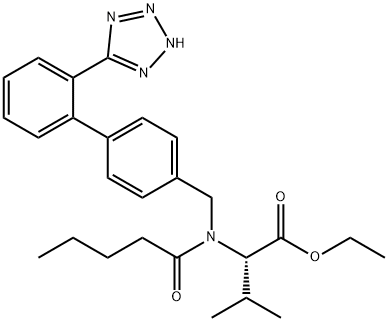 ethyl N-((2'-(1H-tetrazol-5-yl)-[1,1'-biphenyl]-4-yl)Methyl)-N-pentanoyl-L-valinate Structure