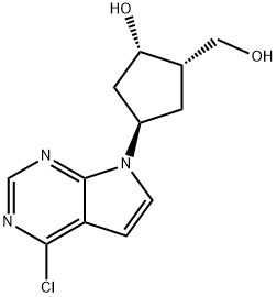 CyclopentaneMethanol, 4-(4-chloro-7H-pyrrolo[2,3-d]pyriMidin-7-yl)-2-hydroxy-, (1S,2S,4R)- Structure