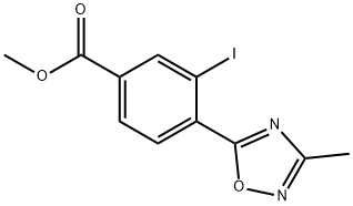 Methyl 3-iodo-4-(3-Methyl-1,2,4-oxadiazol-5-yl)benzoate 구조식 이미지