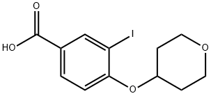 3-Iodo-4-((tetrahydro-2H-pyran-4-yl)oxy)benzoic acid 구조식 이미지