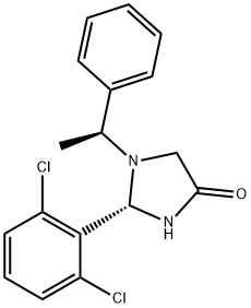 (S)-2-(2,6-dichlorophenyl)-1-((S)-1-phenylethyl)imidazolidin-4-one Structure