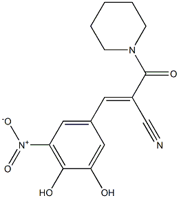 (alphaE)-alpha-[(3,4-Dihydroxy-5-nitrophenyl)methylene]-beta-oxo-1-piperidinepropanenitrile 구조식 이미지