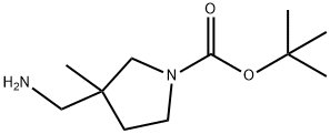 1-Pyrrolidinecarboxylic acid, 3-(aminomethyl)-3-methyl-, 1,1-dimethylethyl ester Structure