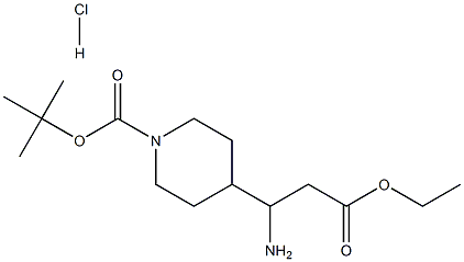 tert-Butyl 4-(1-aMino-3-ethoxy-3-oxopropyl)piperidine-1-carboxylate hydrochloride 구조식 이미지