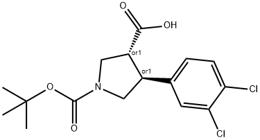 Boc-(+/-)-트랜스-4-(3,4-디클로로-페닐)-피롤리딘-3-카르복실산 구조식 이미지