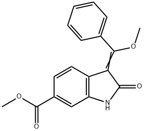 2,3-디하이드로-3-(메톡시페닐메틸렌)-2-옥소-1H-인돌-6-카르복실산메틸에스테르 구조식 이미지