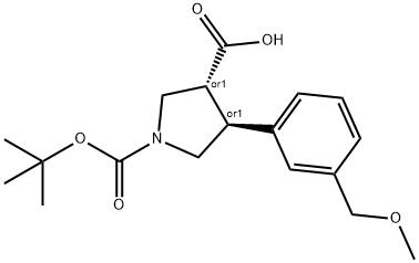 Boc-(+/-)-trans-4-(3-MethoxyMethyl-phenyl)-pyrrolidine-3-carboxylic acid Structure