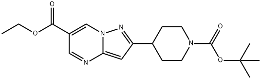 2-(1-tert-부톡시카르보닐-피페리딘-4-일)-피라졸로[1,5-a]피리미딘-6-카르복실산에틸에스테르 구조식 이미지