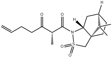6-Heptene-1,3-dione, 2-Methyl-1-[(3aS,6R,7aR)-tetrahydro-8,8-diMethyl-2,2-dioxido-3H-3a,6-Methano-2,1-benzisothiazol-1(4H)-yl]-, (2R)- Structure