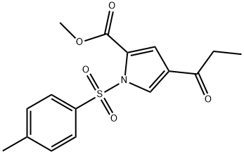 1H-Pyrrole-2-carboxylic acid, 1-[(4-Methylphenyl)sulfonyl]-4-(1-oxopropyl)-, Methyl ester 구조식 이미지