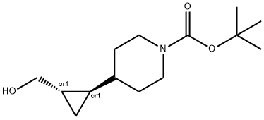 1-Piperidinecarboxylicacid,4-[(1R,2S)-2-(hydroxyMethyl)cyclopropyl]-,1,1-diMethylethylester,rel- Structure