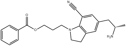 5-[(2S)-2-Aminopropyl]-1-[3-(benzoyloxy)propyl]-2,3-dihydro-1H-indole-7-carbonitrile 구조식 이미지