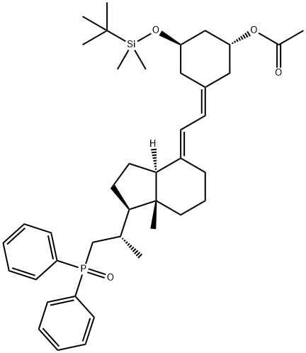 (1R,3R,5Z)-3-[[(1,1-Dimethylethyl)dimethylsilyl]oxy]-5-[(2E)-2-[(1R,3aS,7aR)-1-[(1S)-2-(diphenylphosphinyl)-1-methylethyl]octahydro-7a-methyl-4H-inden-4-ylidene]ethylidene]cyclohexanol1 acetate 구조식 이미지