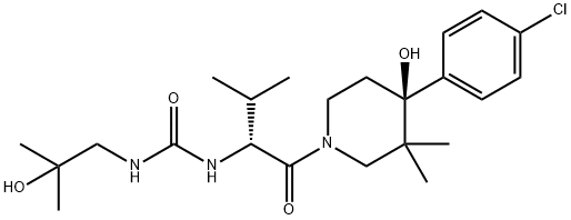 Urea, N-[(1R)-1-[[(4S)-4-(4-chlorophenyl)-4-hydroxy-3,3-diMethyl-1-piperidinyl]carbonyl]-2-Methylpropyl]-N'-(2-hydroxy-2-Methylpropyl)- 구조식 이미지