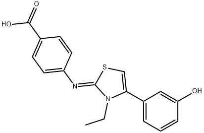 4-[(Z)-[3-Ethyl-4-(3-hydroxyphenyl)-2(3H)-thiazolylidene]amino]benzoic acid 구조식 이미지