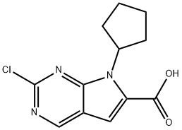 2-chloro-7-cyclopentyl-7H-pyrrolo[2,3-d]pyriMidine-6-carboxylic acid Structure