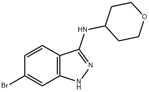 1H-Indazol-3-aMine, 6-broMo-N-(tetrahydro-2H-pyran-4-yl)- Structure