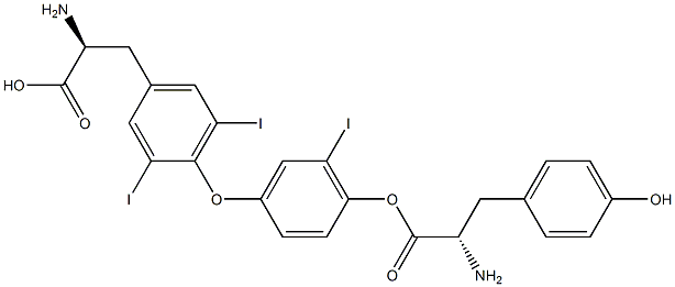 3,3',5-트리오도티로닌-(티로신고리-13C6)염산염 구조식 이미지