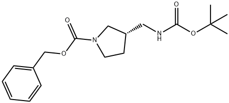 (S)-N-Cbz-3-N-Boc-아미노메틸-피롤리딘 구조식 이미지