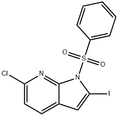 1-(Phenylsulphonyl)-6-chloro-2-iodo-7-azaindole Structure