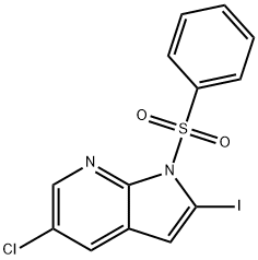 1-(Phenylsulphonyl)-5-chloro-2-iodo-7-azaindole Structure