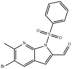 1-(Phenylsulphonyl)-5-broMo-6-Methyl-7-azaindole-2-carbaldehyde Structure