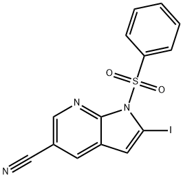 1-(Phenylsulphonyl)-5-cyano-2-iodo-7-azaindole Structure