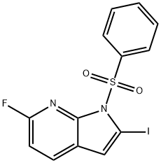 1-(Phenylsulphonyl)-6-fluoro-2-iodo-7-azaindole Structure