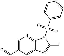 1-(Phenylsulfonyl)-2-iodo-7-azaindole-5-carbaldehyde Structure