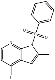 1-(페닐술포닐)-4-플루오로-2-요오도-7-아자인돌 구조식 이미지