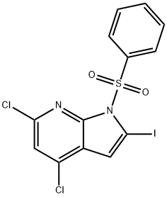 1-(Phenylsulfonyl)-4,6-dichloro-2-iodo-7-azaindole Structure