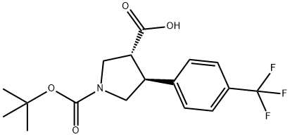 (3R,4S)-1-(tert-Butoxycarbonyl)-4-(4-(trifluoroMethyl)phenyl)pyrrolidine-3-carboxylic acid Structure