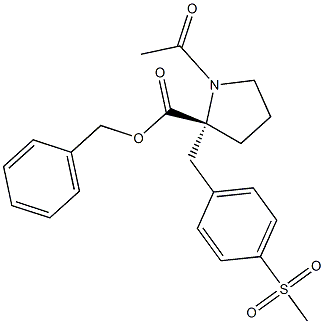 Proline, 1-acetyl-2-[[4-(Methylsulfonyl)phenyl]Methyl]-, phenylMethyl ester 구조식 이미지