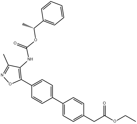 [4'-[3-Methyl-4-[[[((R)-1-phenylethyl)oxy]carbonyl]aMino]isoxazol-5-yl]biphenyl-4-yl]acetic acid ethyl ester 구조식 이미지