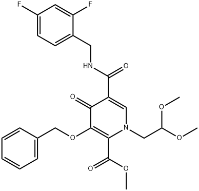 5-[[[(2,4-Difluorophenyl)methyl]amino]carbonyl]-1-(2,2-dimethoxyethyl)-1,4-dihydro-4-oxo-3-(phenylmethoxy)-2-pyridinecarboxylic acid methyl ester 구조식 이미지