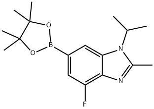 1H-BenziMidazole, 4-fluoro-2-Methyl-1-(1-Methylethyl)-6-(4,4,5,5-tetraMethyl-1,3,2-dioxaborolan-2-yl)- 구조식 이미지