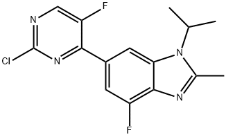 1H-BenziMidazole, 6-(2-chloro-5-fluoro-4-pyriMidinyl)-4-fluoro-2-Methyl-1-(1-Methylethyl)- 구조식 이미지