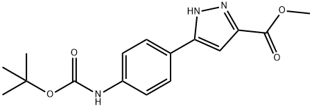Methyl 3-(4-((tert-butoxycarbonyl)aMino)phenyl)-1H-pyrazole-5-carboxylate Structure