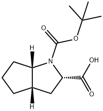 (2S,3aS,6aS)-1-(tert-butoxycarbonyl)octahydrocyclopenta[b]pyrrole-2-carboxylic acid Structure