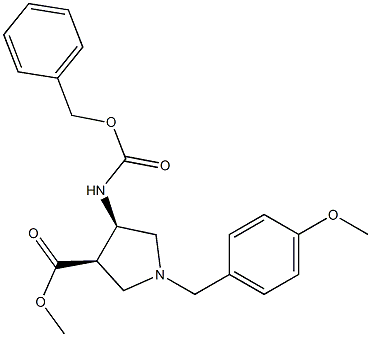 (3R,4R)-methyl 4-(benzyloxycarbonylamino)-1-(4-methoxybenzyl)pyrrolidine-3-carboxylate Structure