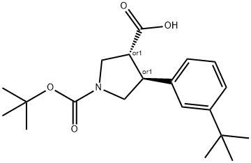 Boc-(+/-)-trans-4-(3-tert-butyl-phenyl)-pyrrolidine-3-carboxylic acid Structure