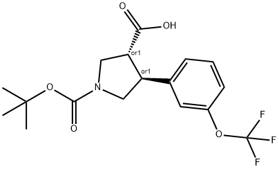 Boc-(+/-)-트랜스-4-(3-트리플루오로메톡시-페닐)-피롤리딘-3-카르복실산 구조식 이미지