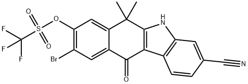 9-broMo-3-cyano-6,6-diMethyl-11-oxo-6,11-dihydro-5H-benzo[b]carbazol-8-yl trifluoroMethanesulfonate Structure
