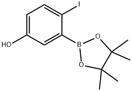 5-하이드록시-2-요오도페닐보론산피나콜에스테르 구조식 이미지