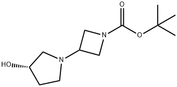 1-아제티딘카르복실산,3-[(3S)-3-히드록시-1-피롤리디닐]-,1,1-디메틸에틸에스테르 구조식 이미지