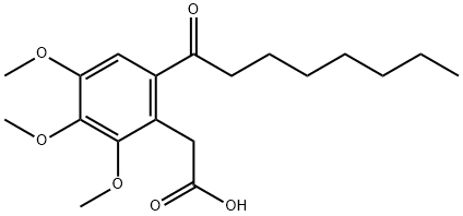 Benzeneacetic acid, 2,3,4-triMethoxy-6-(1-oxooctyl)- Structure