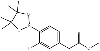 2-Fluoro-4-(MethoxycarbonylMethyl)benzeneboronic acid pinacol ester, 96% Structure