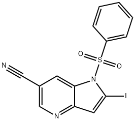 1-(Phenylsulfonyl)-6-cyano-2-iodo-4-azaindole Structure