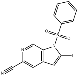 1-(Phenylsulfonyl)-5-cyano-2-iodo-6-azaindole Structure