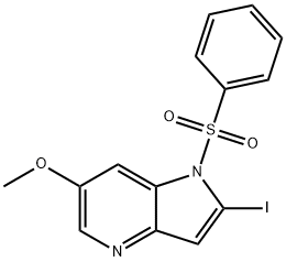 1-(Phenylsulfonyl)-2-iodo-4-azaindole-6-carboxaldehyde Structure
